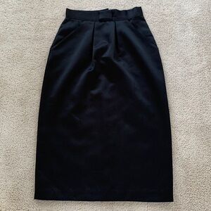 EUC Vintage Ellen-D Kollection Black A-Lign Pleated Midi Skirt with 2 pockets